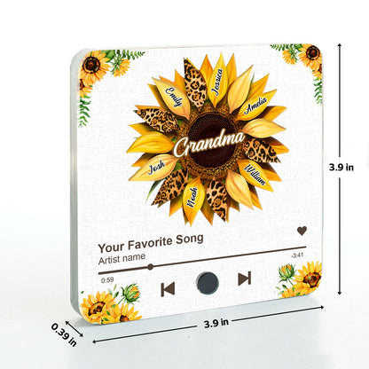 Nana Mom Sunflower Personalized Music Fridge Magnet, Heartfelt 2025 Mother's Day Birthday Gift For Mom