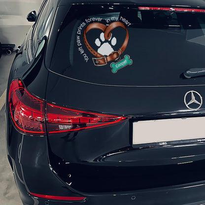 You Left Paw Prints In My Heart Dog, Cat, Pet Memorial Sympathy Remembrance Gift Personalized Decal