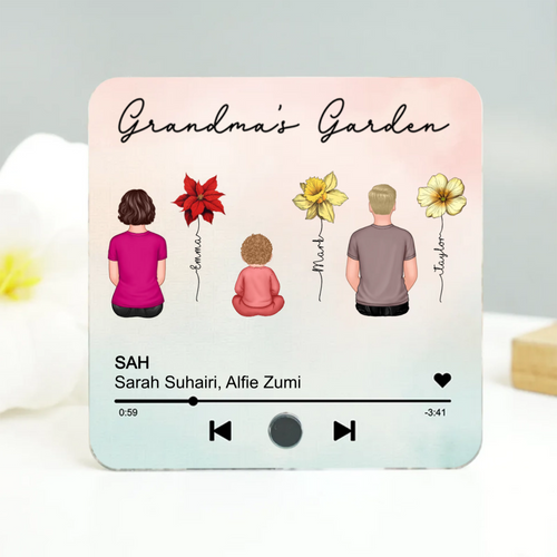 Grandma's Kitchen Grandkids Sitting, Birth Month Flower Personalized Music Fridge Magnet, Heartfelt Mother's Day Gift, Birthday Gift for Grandma