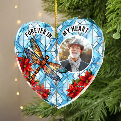 Upload Photo I'm Always With You Memorial Personalized Heart Glass Ornament