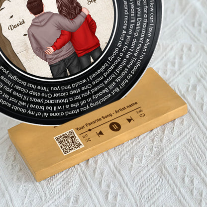 Favorite Place In The World Couple Standing Back View Personalized Vinyl Lyrics Record - Acrylic Song Plaque - Valentine's Day Gift, Anniversary Gift For Couple, For Him, For Her, Husband, Wife