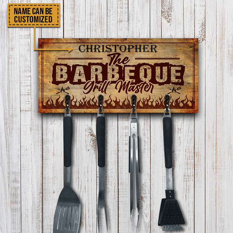 BBQ Utensil Rack The Grill Master Personalized Custom Wood Key Holder