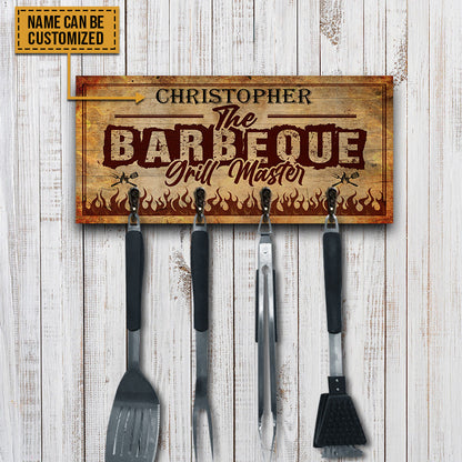BBQ Utensil Rack The Grill Master Personalized Custom Wood Key Holder