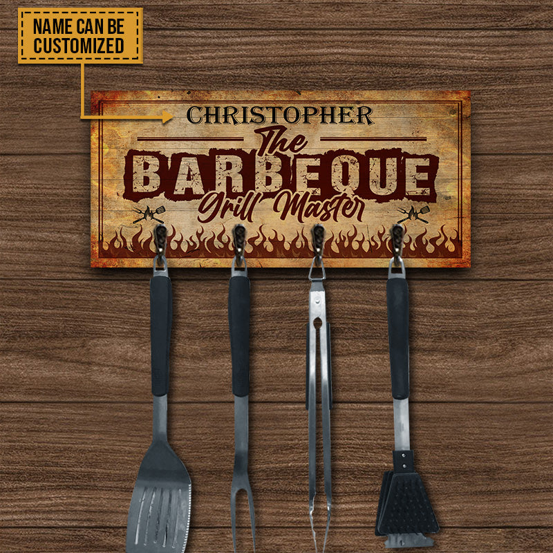 BBQ Utensil Rack The Grill Master Personalized Custom Wood Key Holder