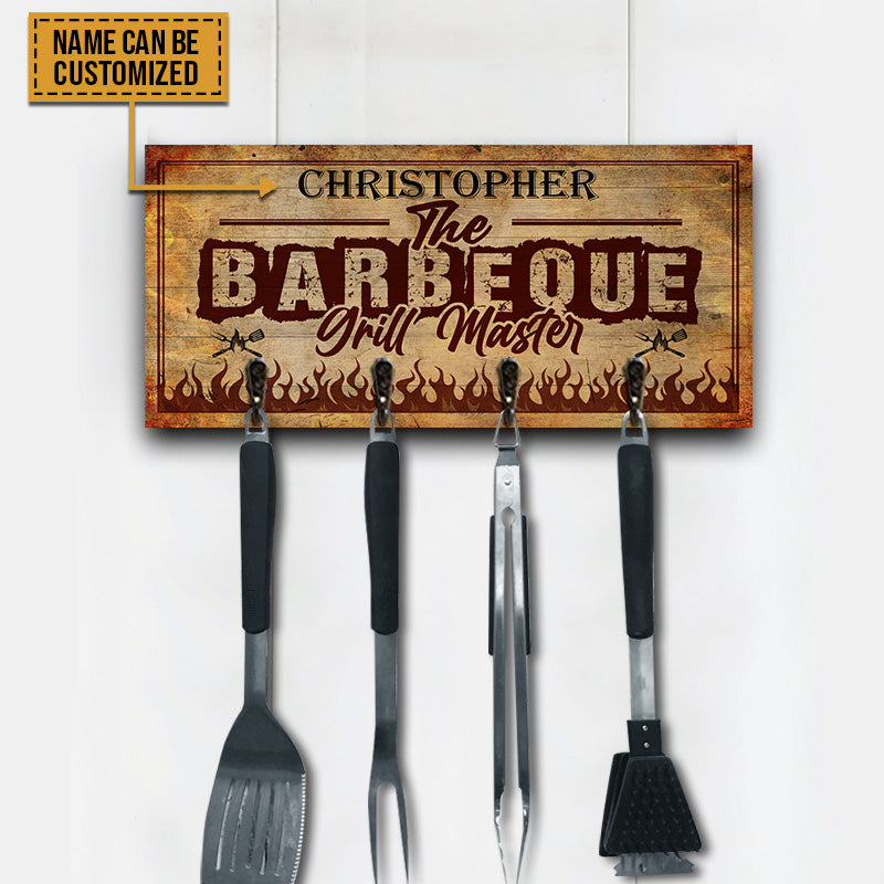 BBQ Utensil Rack The Grill Master Personalized Custom Wood Key Holder