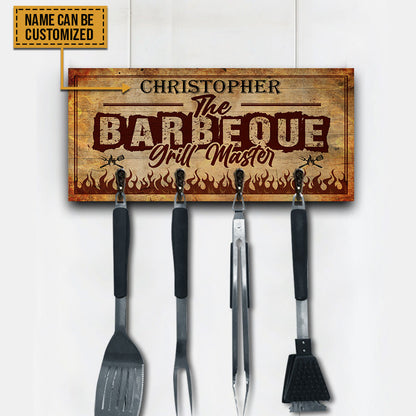 BBQ Utensil Rack The Grill Master Personalized Custom Wood Key Holder