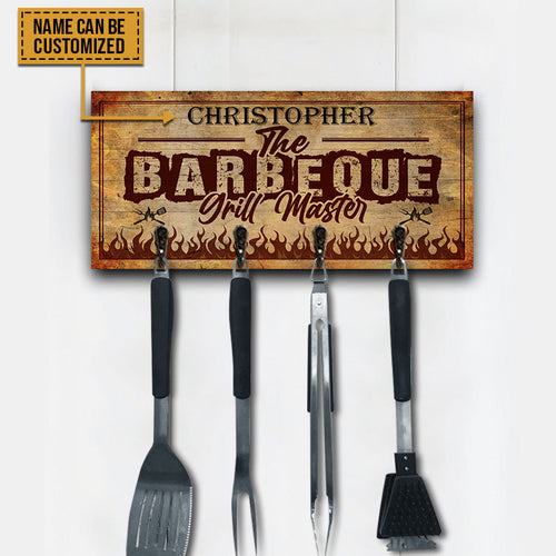 BBQ Utensil Rack The Grill Master Personalized Custom Wood Key Holder