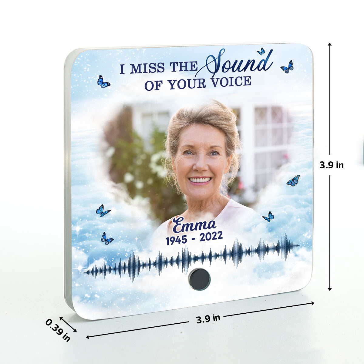 Miss The Sound Of Your Voice Memorial Photo Upload Voice Message Remembrance Keepsake Personalized Music Fridge Magnet