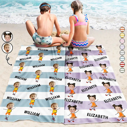 Custom Photo Summer Is Calling Beach Kids Vacation Monogram - Personalized Beach Towel