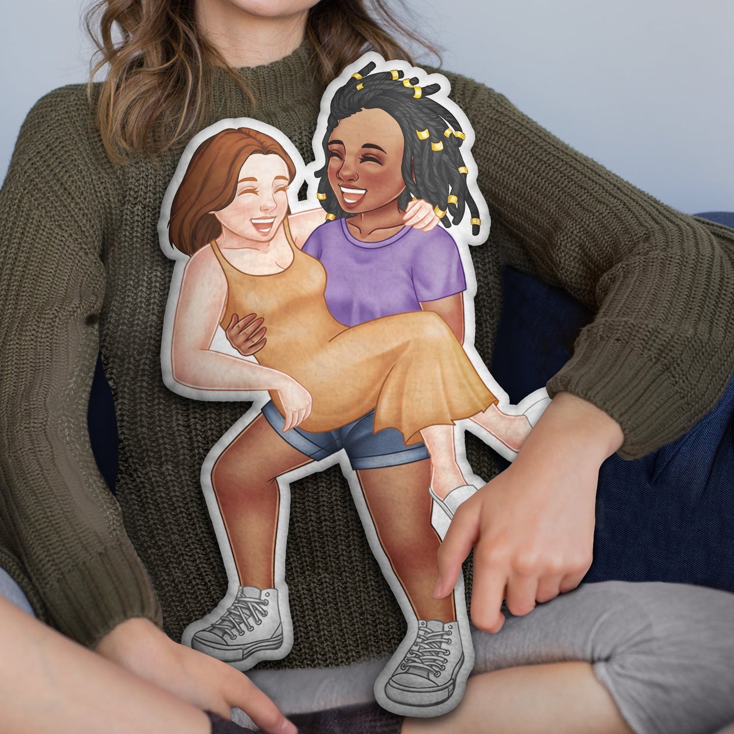 Funny Couple Carrying - Gift For Couples, Husband, Wife - Personalized Custom Shaped Pillow