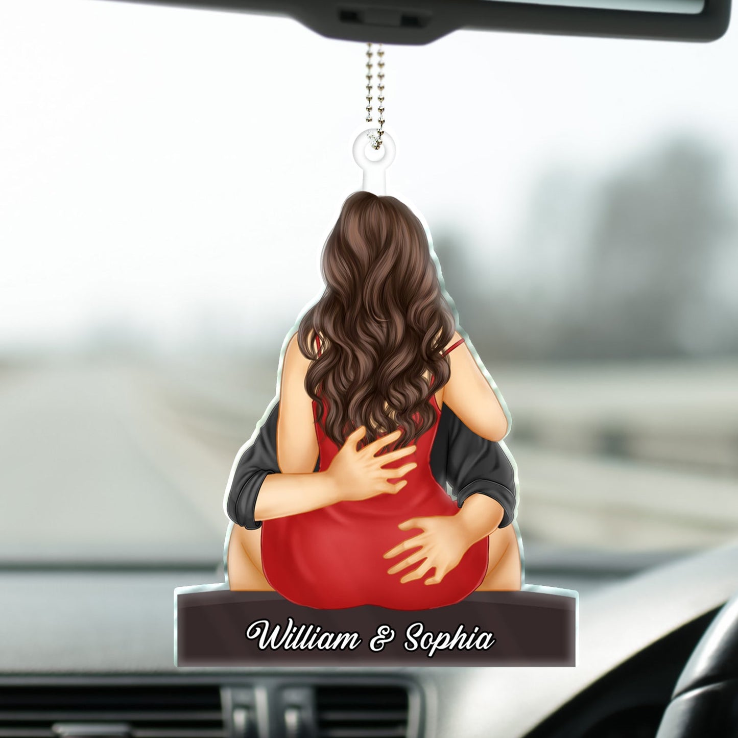 Couple Kissing Style 2 - Anniversary Gift For Couples - Personalized Acrylic Car Hanger