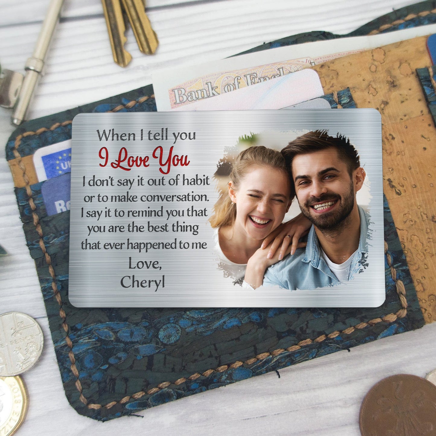 Custom Photo When I Tell You I Love You - Gift For Couples, Husband, Wife - Personalized Aluminum Wallet Card