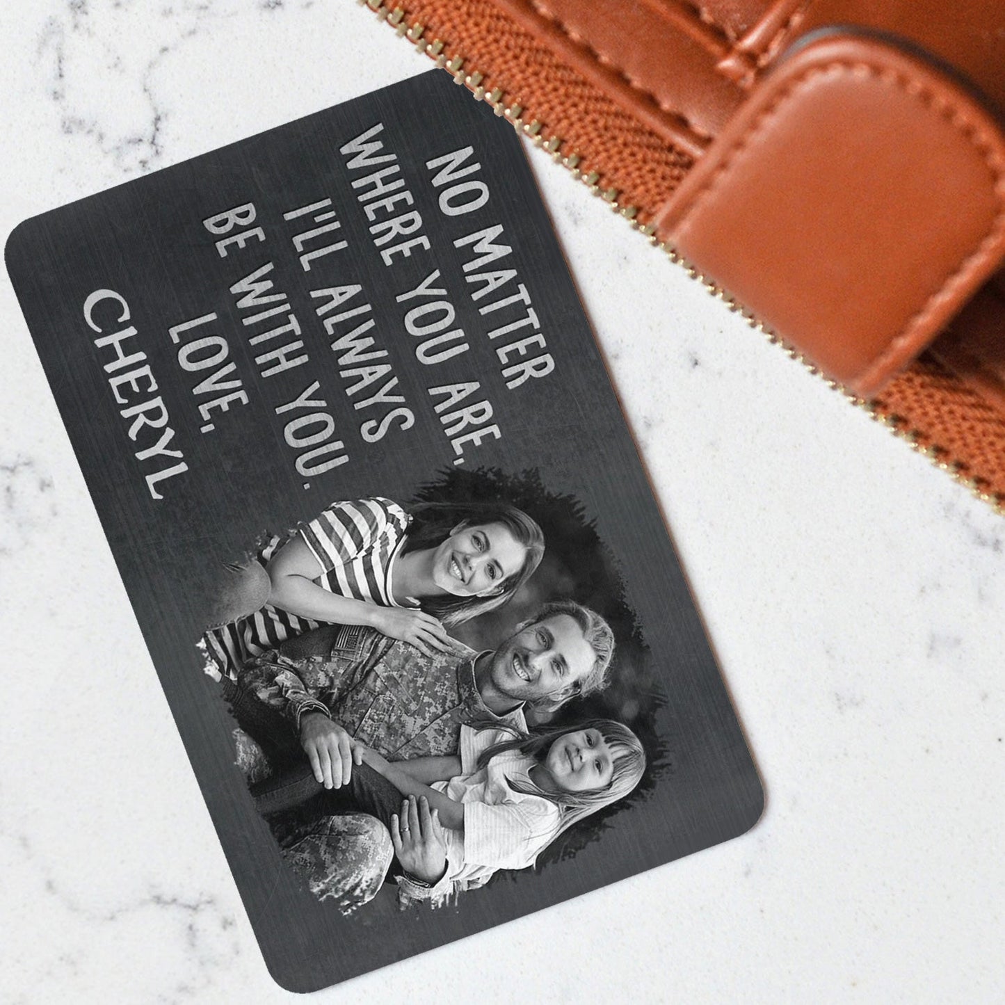 Custom Photo No Matter Where You Are - Gift For Couples, Husband, Wife, Dad, Mom - Personalized Aluminum Wallet Card