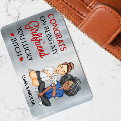 Congrats On Being My Husband - Anniversary Gift For Spouse, Lover, Couple - Personalized Aluminum Wallet Card