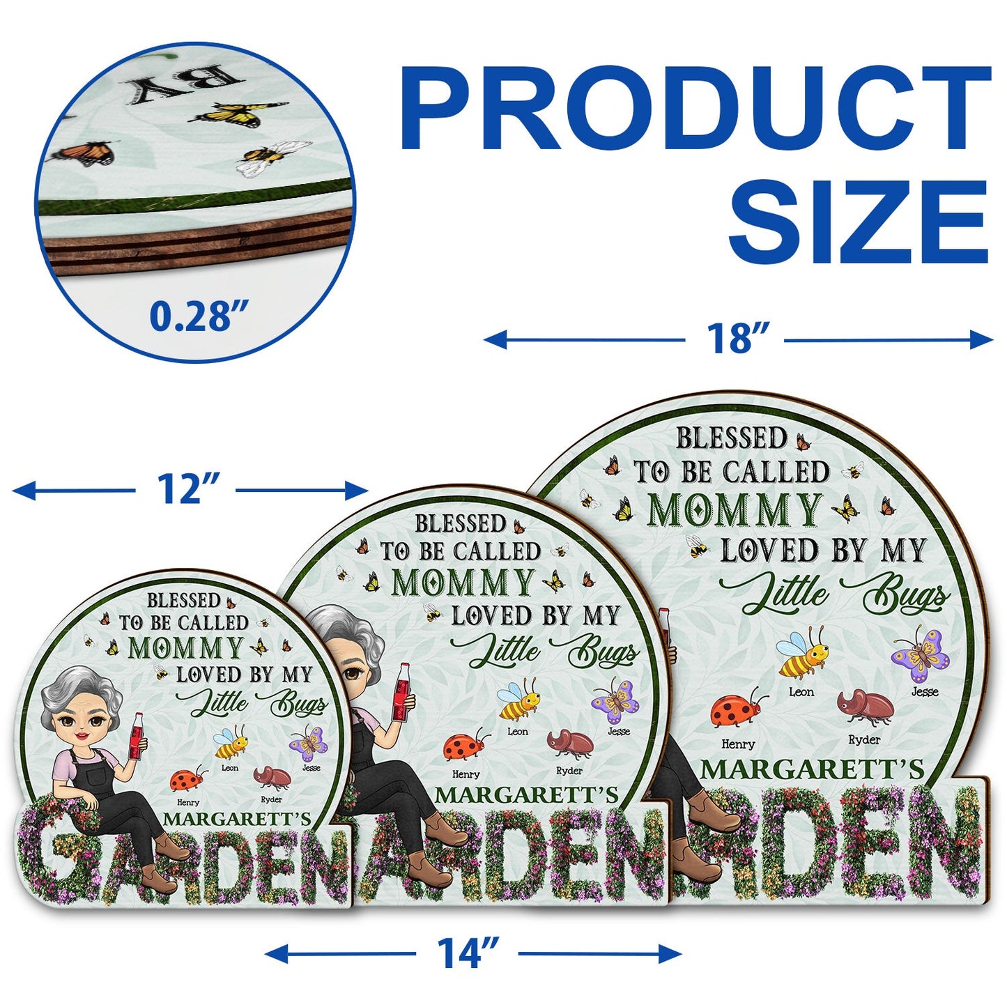 Grandma's Garden - Gift For Garden Lovers, Mothers, Grandmas - Personalized Custom Shaped Wood Sign