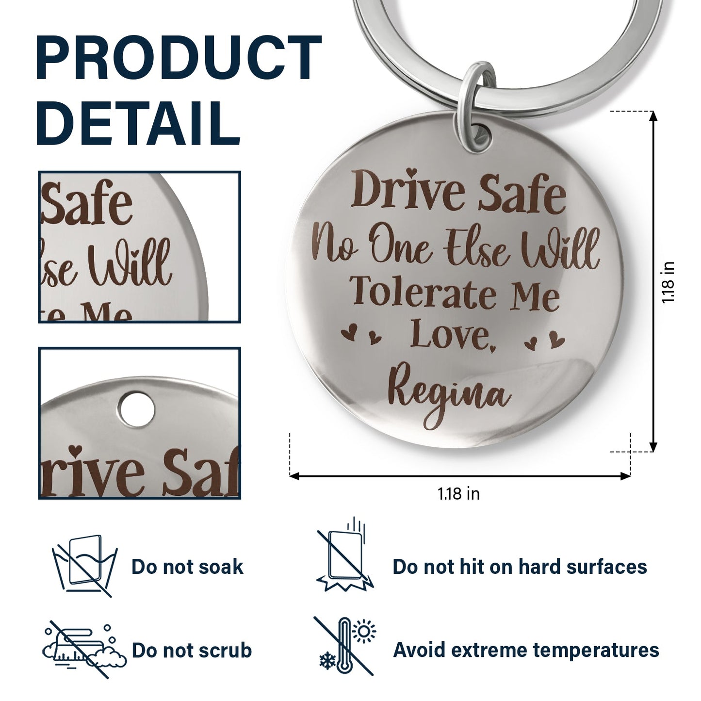 Drive Safe No One Else Will Tolerate Me - Gift For Couples, Husband, Wife - Personalized Keyring