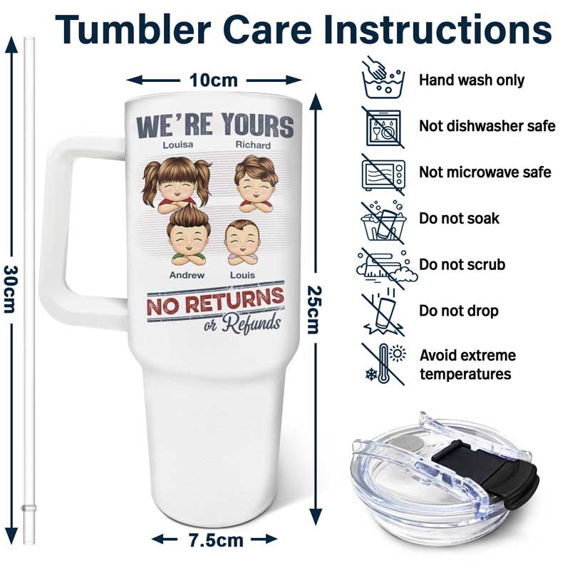 No Returns Or Refunds Chibi Grandkids - Personalized 40oz Tumbler With Straw