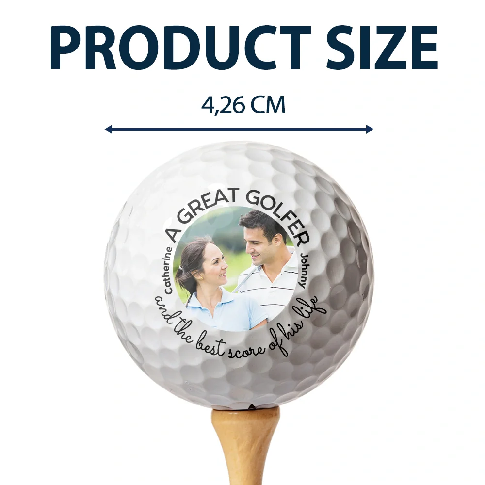 Custom Photo A Great Golfer And The Best Score Of His Life Couple Husband Wife - Personalized Golf Ball