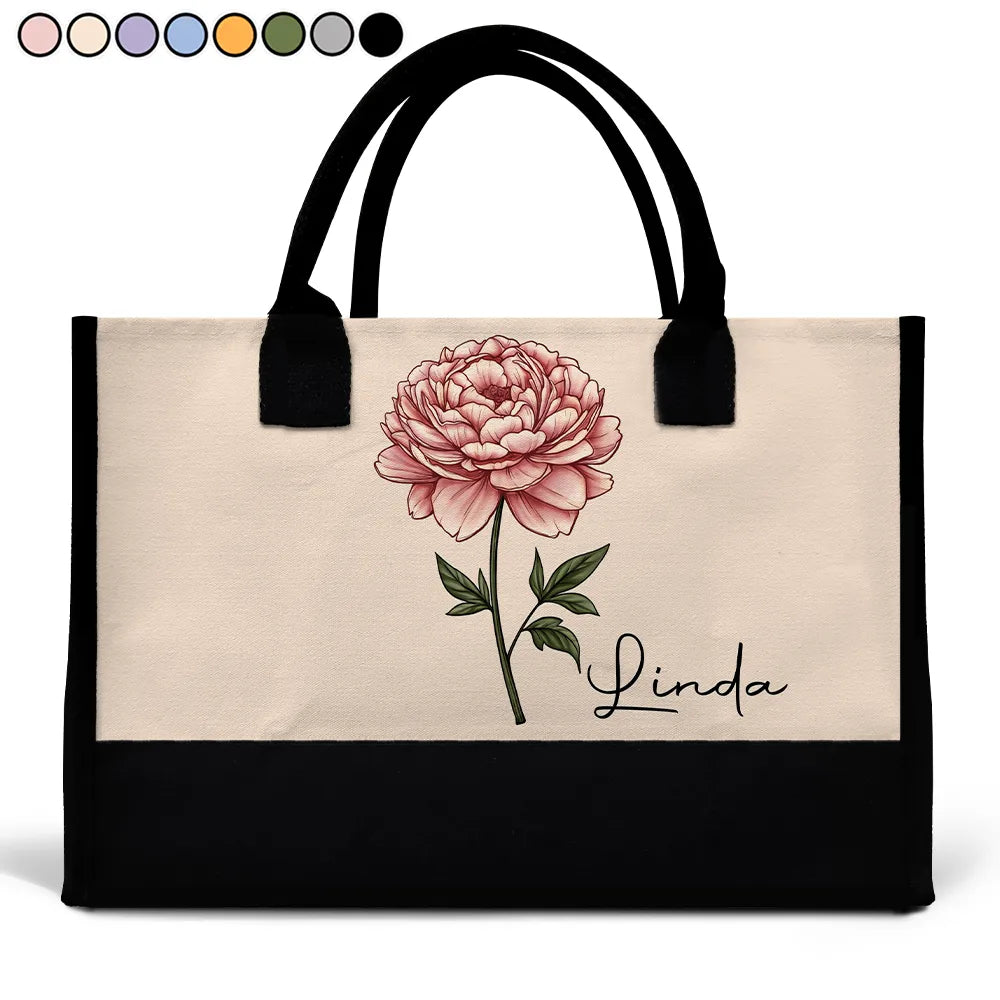 Birth Month Flowers Bloom Where You're Planted - Personalized Canvas Tote Bag