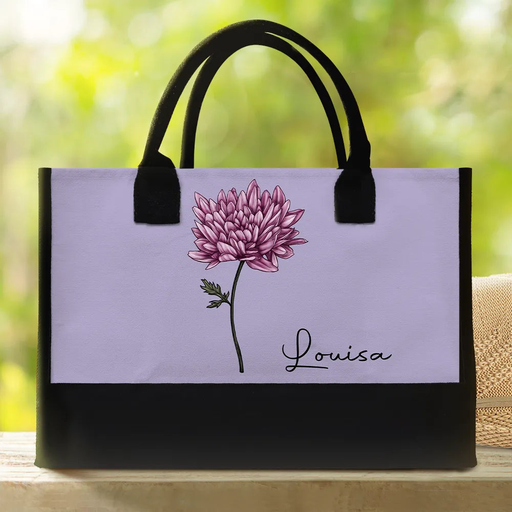Birth Month Flowers Bloom Where You're Planted - Personalized Canvas Tote Bag