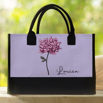 Birth Month Flowers Bloom Where You're Planted - Personalized Canvas Tote Bag