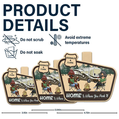 Keys To The Camper Chibi Camping Couple - Personalized Custom Shaped Leather Keychain