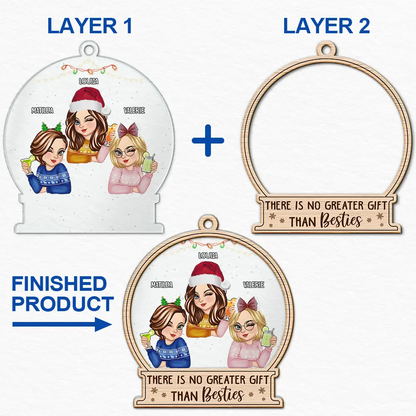 There Is No Greater Gift Than Sisters Christmas - Personalized 2-Layered Mix Ornament