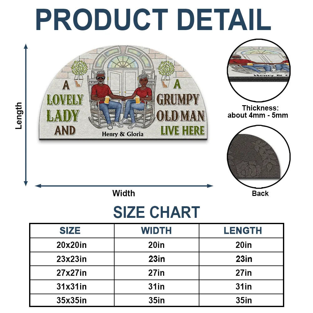 Family Couple A Lovely Lady And A Grumpy Old Man Live Here - Personalized Custom Shaped Doormat