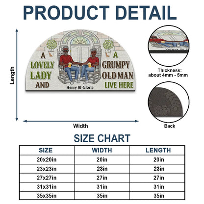 Family Couple A Lovely Lady And A Grumpy Old Man Live Here - Personalized Custom Shaped Doormat