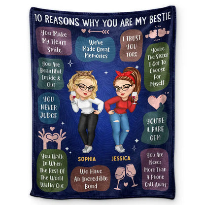 10 Reasons Why You Are My Bestie - Personalized Fleece Blanket, Sherpa Blanket