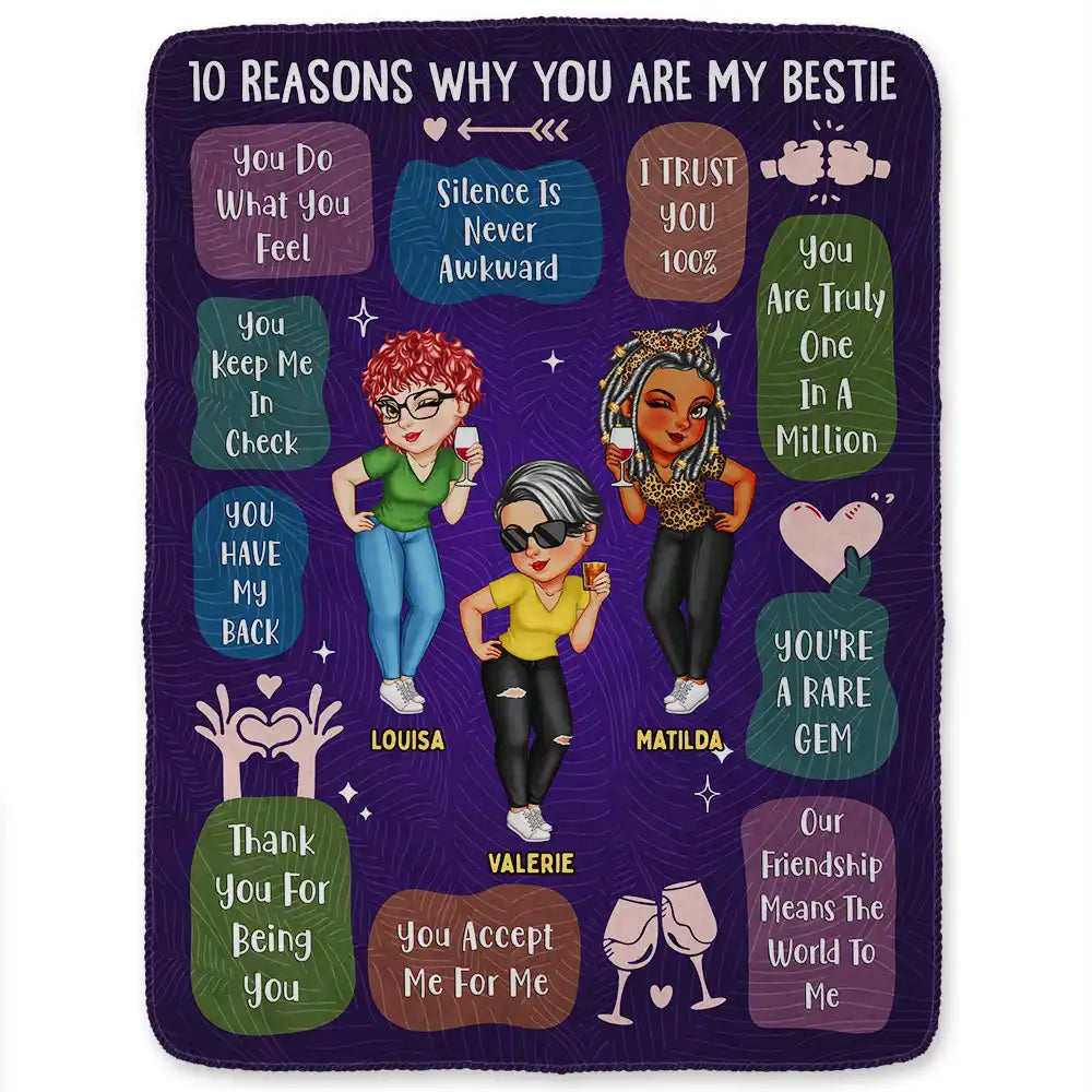 10 Reasons Why You Are My Bestie - Personalized Fleece Blanket, Sherpa Blanket