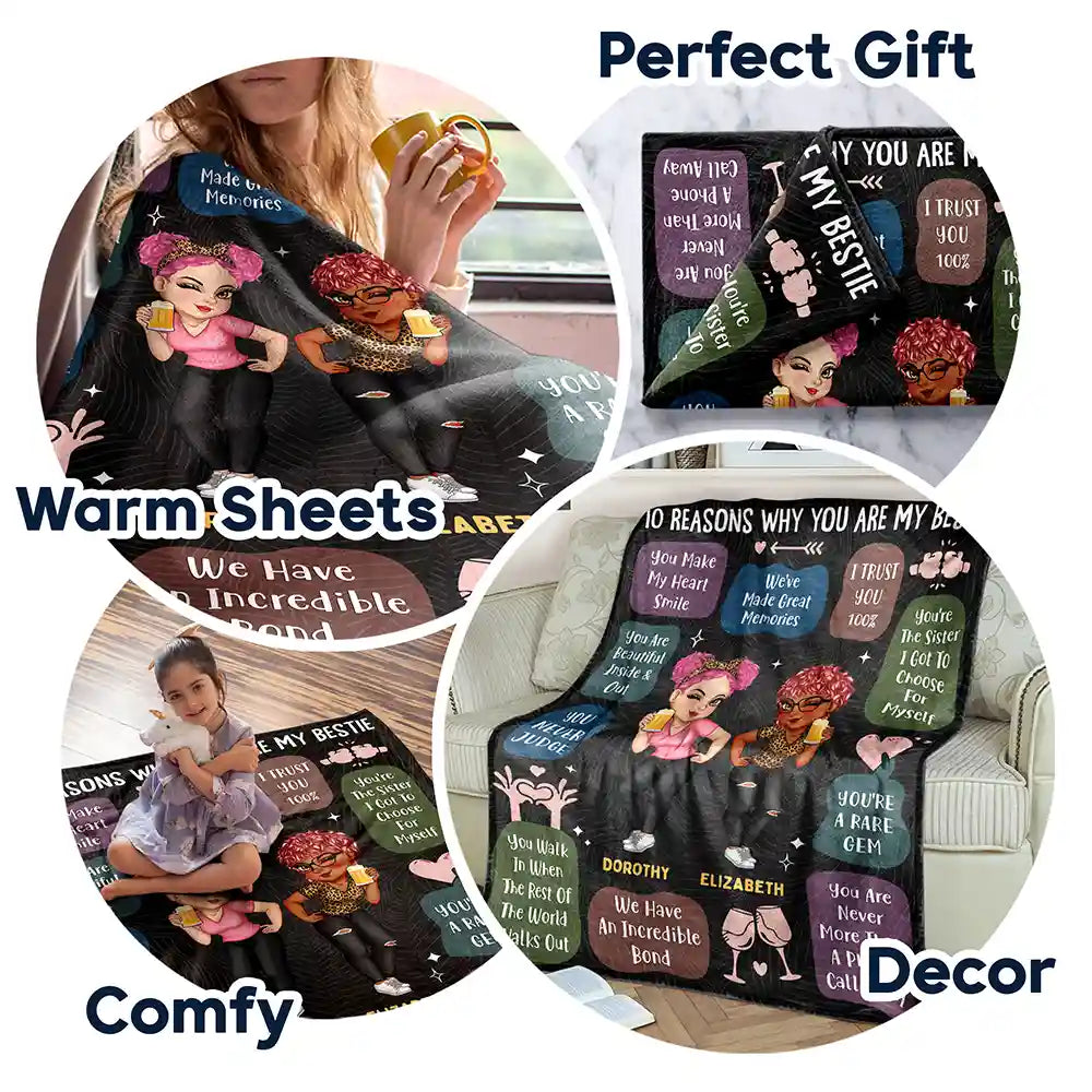 10 Reasons Why You Are My Bestie - Personalized Fleece Blanket, Sherpa Blanket