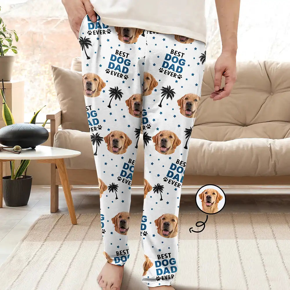 Custom Photo Best Dog Cat Dad Mom Ever - Personalized Pajama Pants