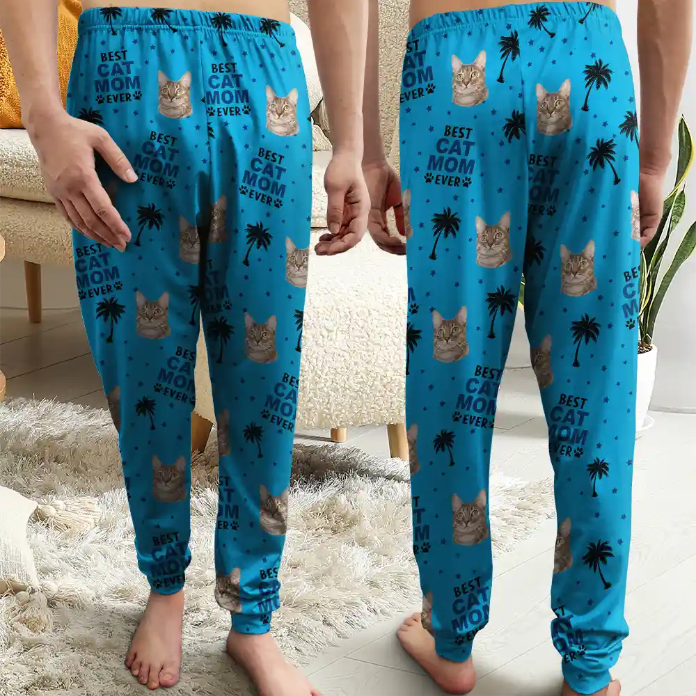 Custom Photo Best Dog Cat Dad Mom Ever - Personalized Pajama Pants