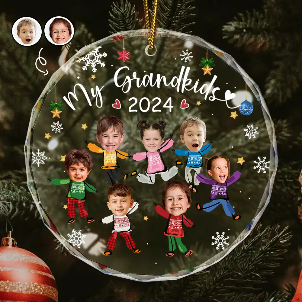 Custom Photo My Grandkids Grandparents Family - Personalized Circle Acrylic Ornament