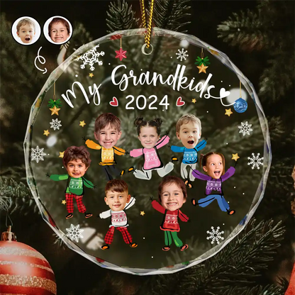 Custom Photo My Grandkids Grandparents Family - Personalized Circle Acrylic Ornament