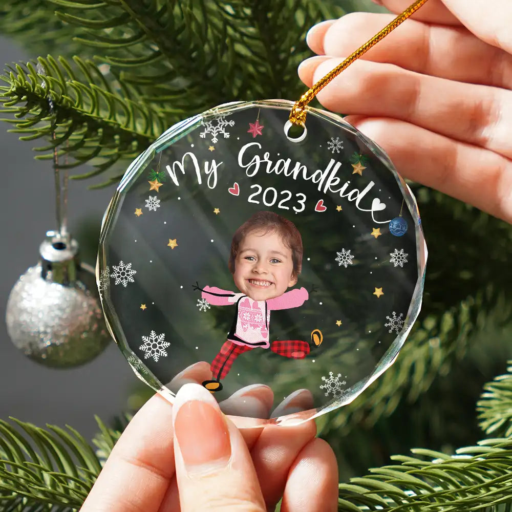 Custom Photo My Grandkids Grandparents Family - Personalized Circle Acrylic Ornament