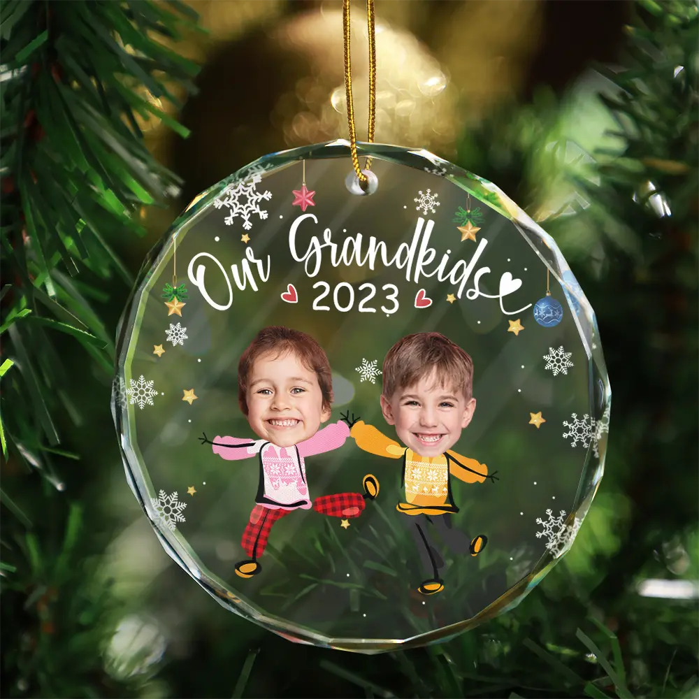 Custom Photo My Grandkids Grandparents Family - Personalized Circle Acrylic Ornament