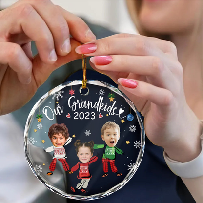 Custom Photo My Grandkids Grandparents Family - Personalized Circle Acrylic Ornament