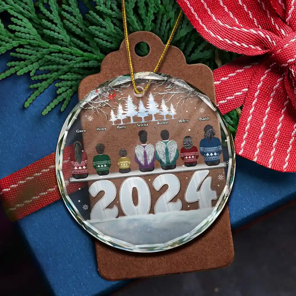 Christmas 2024 Back View Family - Personalized Circle Acrylic Ornament