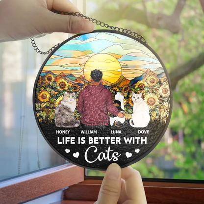 A Bond That Can't Be Broken Cat - Personalized Stained Glass Window Hanging Suncatcher