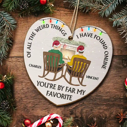 Of All The Weird Things I Have Found Online Christmas Couples - Personalized Custom Shaped Wooden Ornament