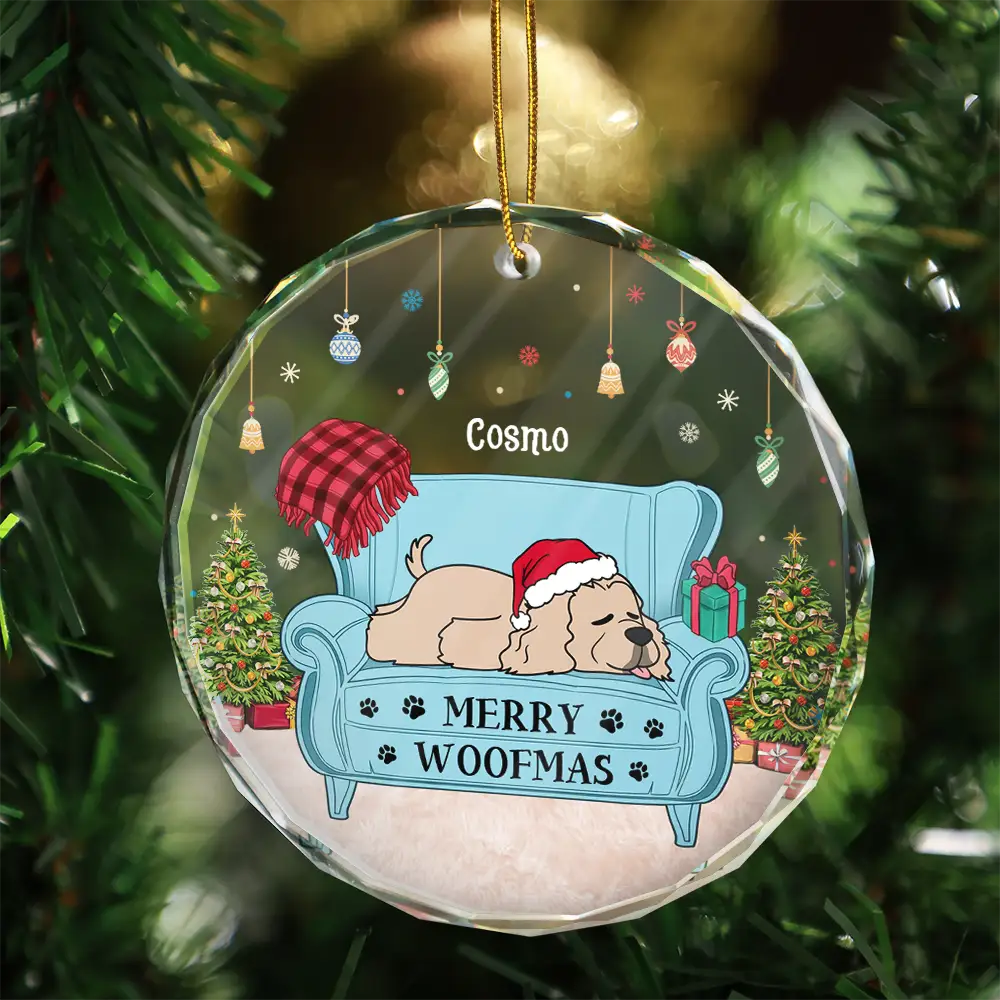 Merry Woofmas Feliz Navidog - Personalized Circle Acrylic Ornament