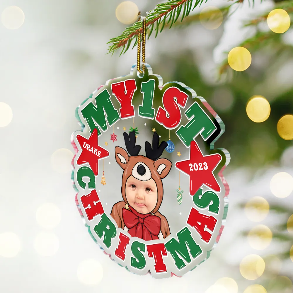 Custom Photo My First Christmas - Personalized Custom Shaped Acrylic Ornament