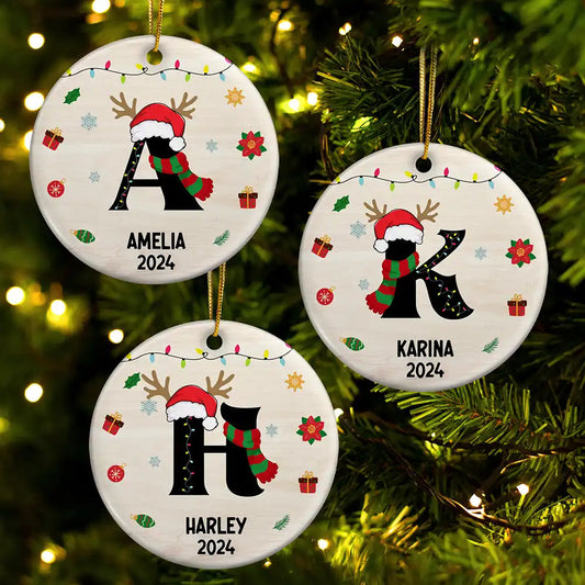 Name Monogram Christmas Family - Personalized Combo Circle Acrylic Ornament