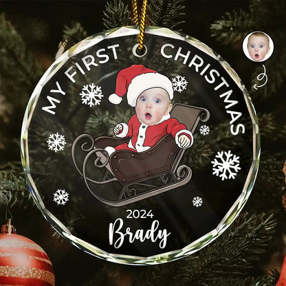 Custom Photo Baby's First Christmas Costumes - Personalized Circle Acrylic Ornament