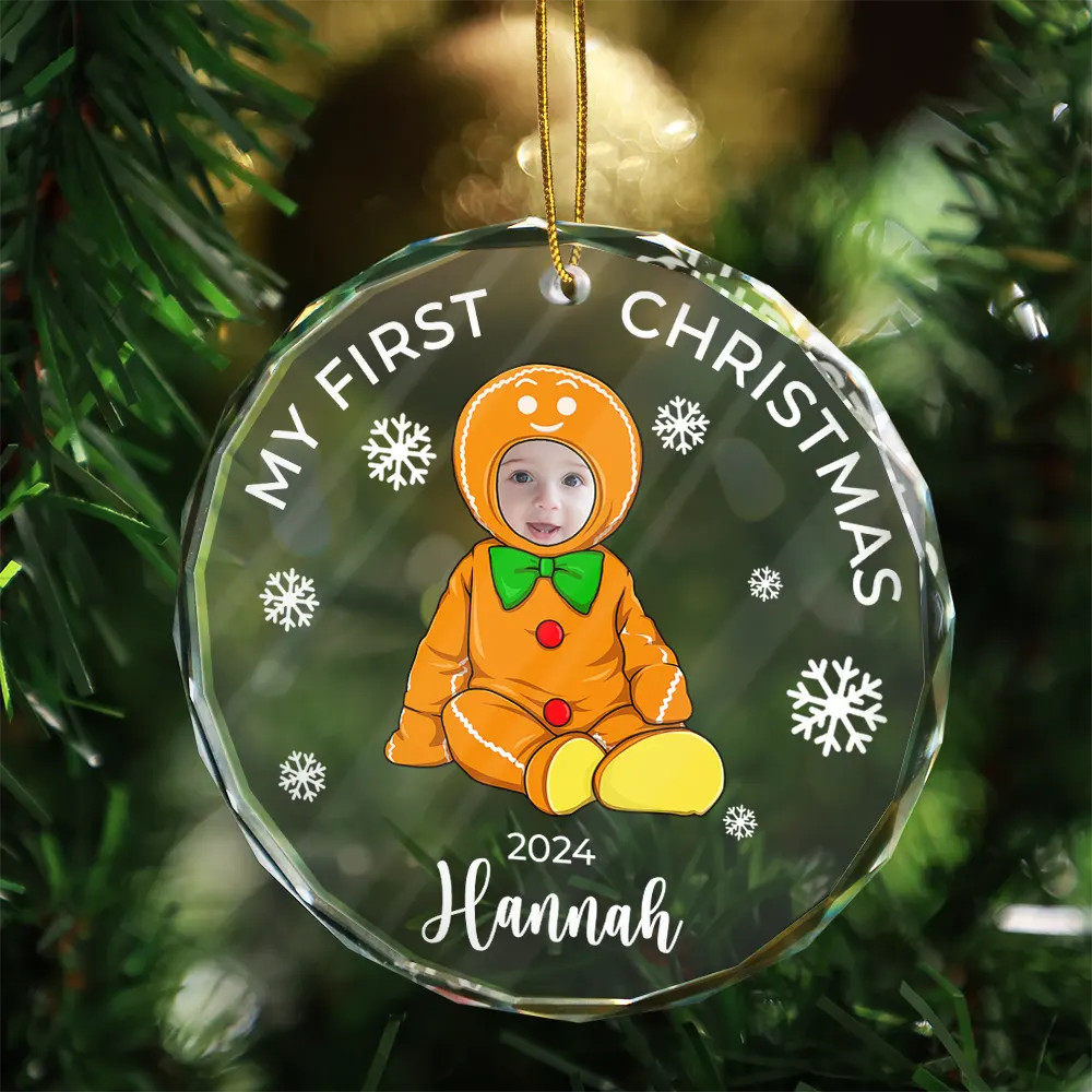 Custom Photo Baby's First Christmas Costumes - Personalized Circle Acrylic Ornament