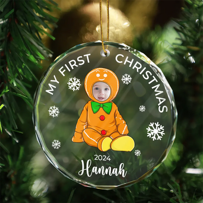 Custom Photo Baby's First Christmas Costumes - Personalized Circle Acrylic Ornament