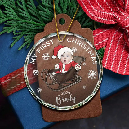 Custom Photo Baby's First Christmas Costumes - Personalized Circle Acrylic Ornament