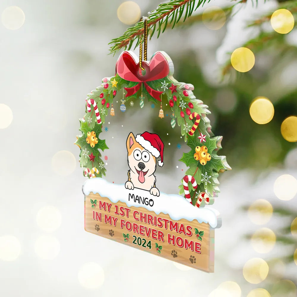 My 1st Christmas In My Forever Home Funny Pet - Personalized Custom Shaped Acrylic Ornament